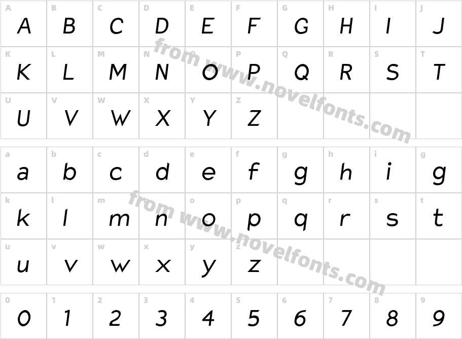 Charger ItalicCharacter Map