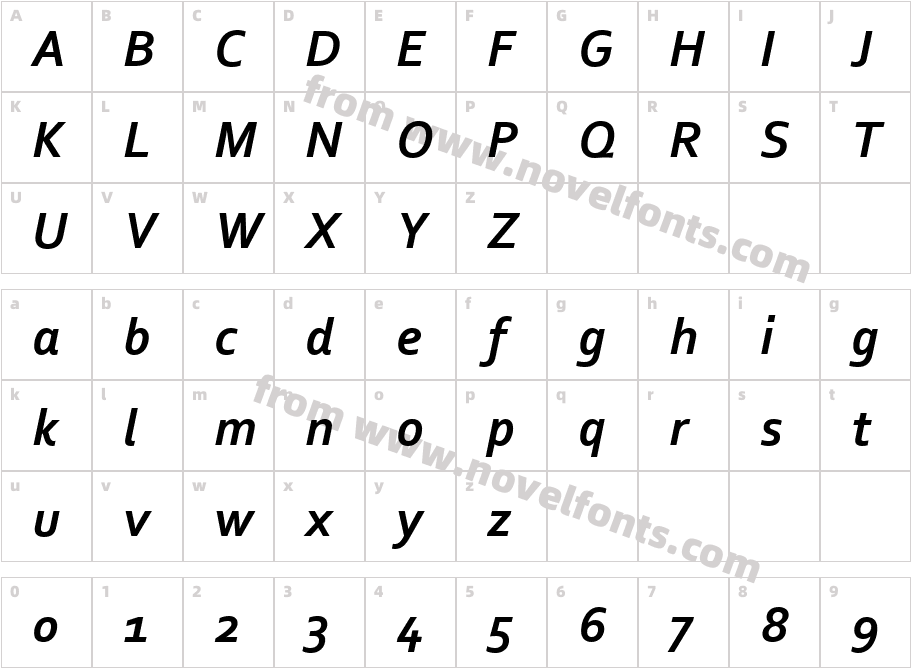 Corbel Bold ItalicCharacter Map