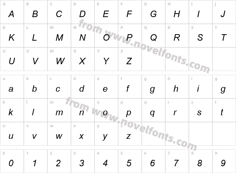 Cordia New Bold ItalicCharacter Map