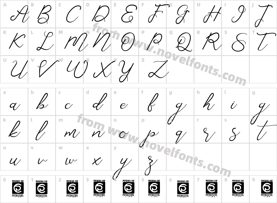 Corlita Script FreeCharacter Map