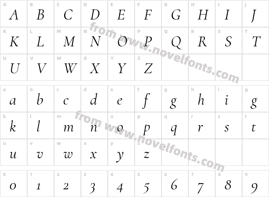 Cormorant ItalicCharacter Map