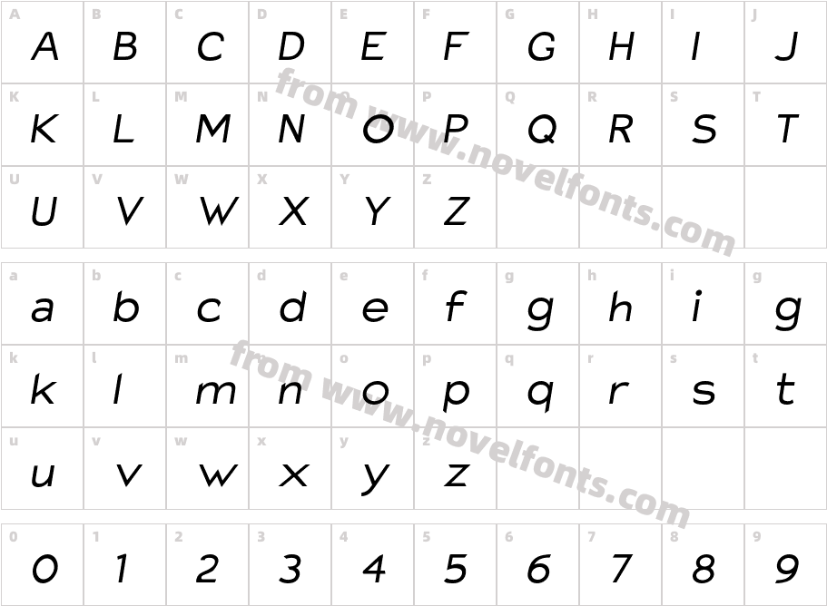 Charger Pro Extended ObliqueCharacter Map