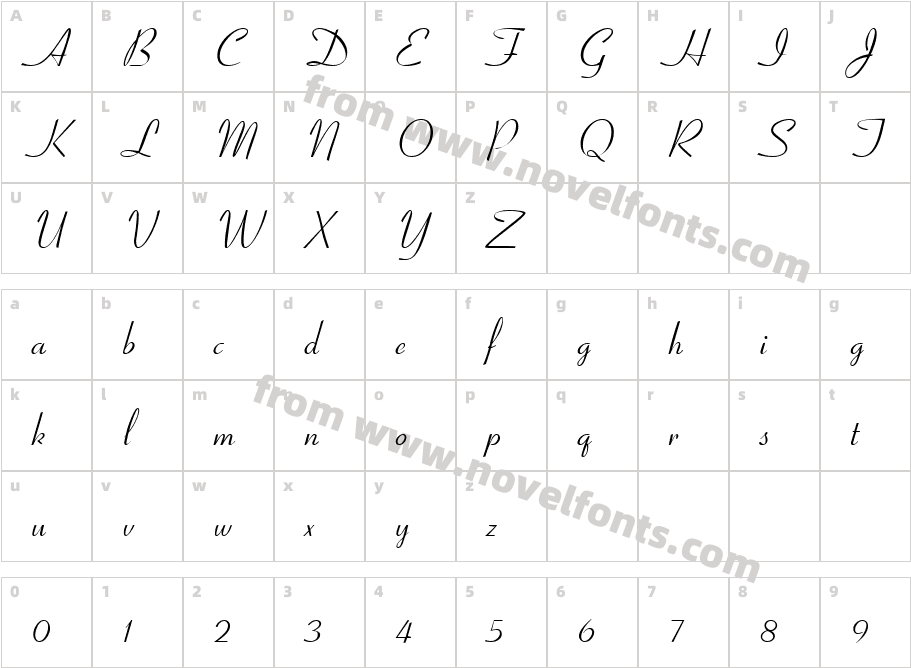 Cornet RegularCharacter Map