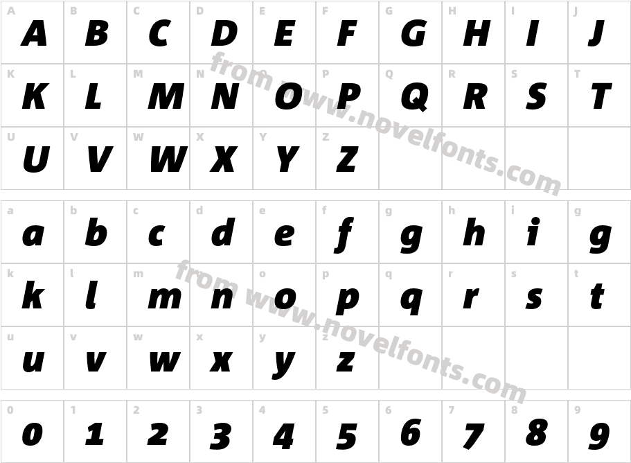 Corpid-BlackItalicCharacter Map