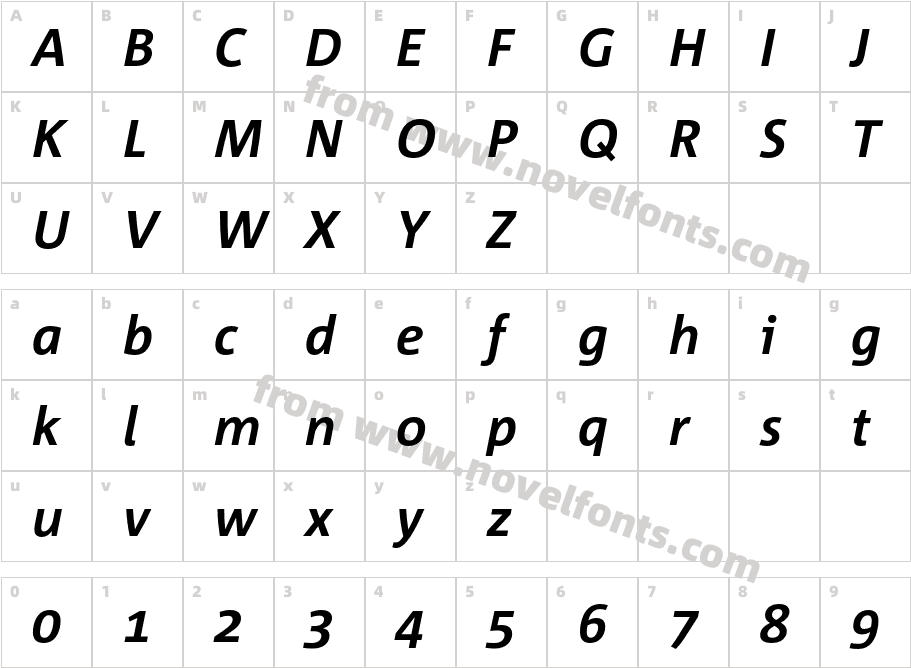 Corpid-BoldItalicCharacter Map