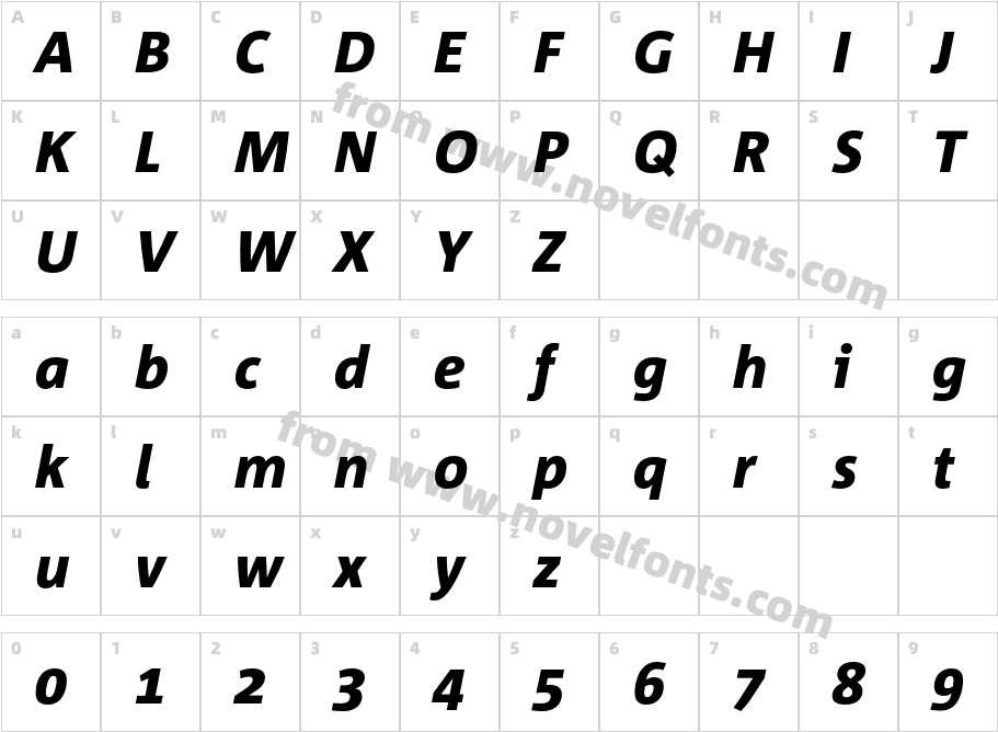 Corpid-HeavyItalicCharacter Map