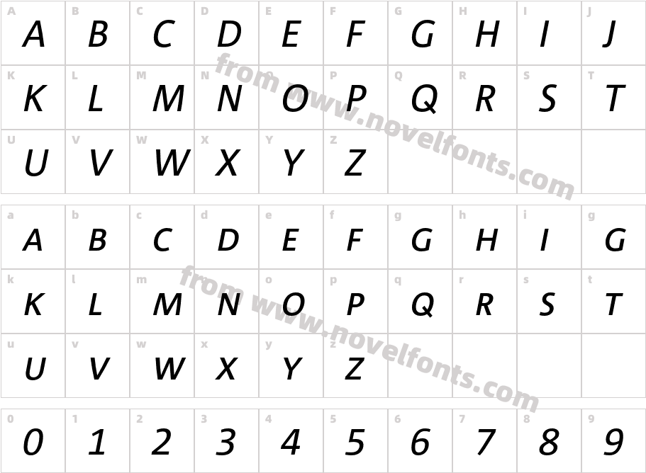 CorpidCaps-ItalicCharacter Map