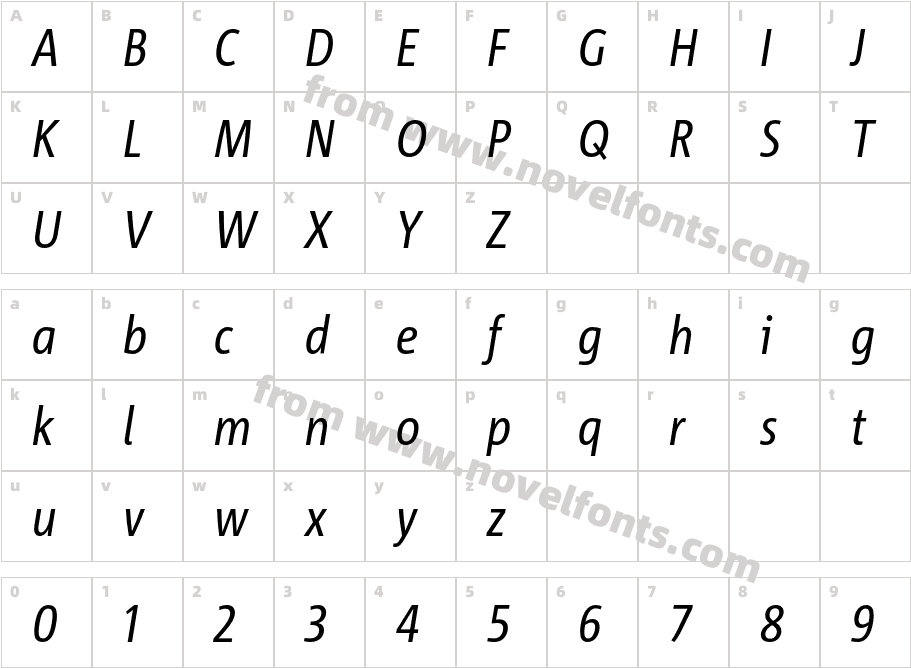 CorpidCdLF-ItalicCharacter Map