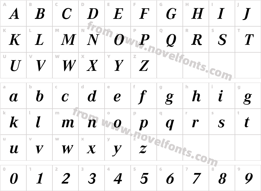 Corporate A Bold ItalicCharacter Map