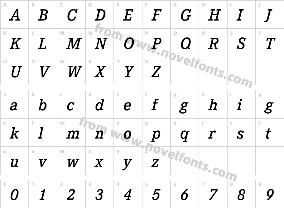 CorporateE-DemiItalicCharacter Map