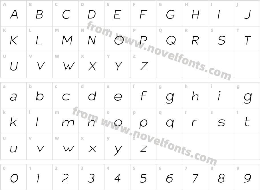 Charger Sport Hairline Extended ObliqueCharacter Map