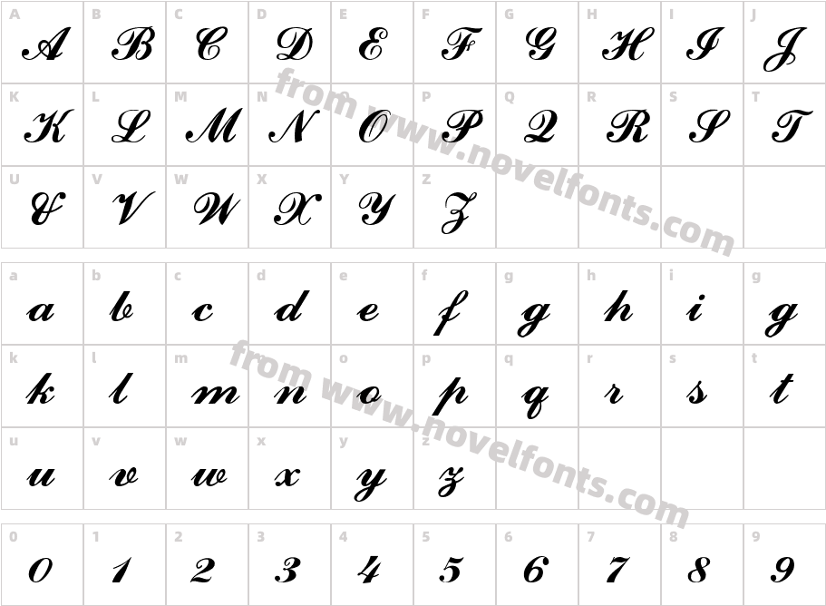 CounselorScript MediumCharacter Map