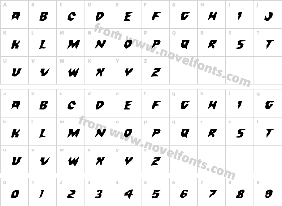 Count Suckula Expanded ItalicCharacter Map