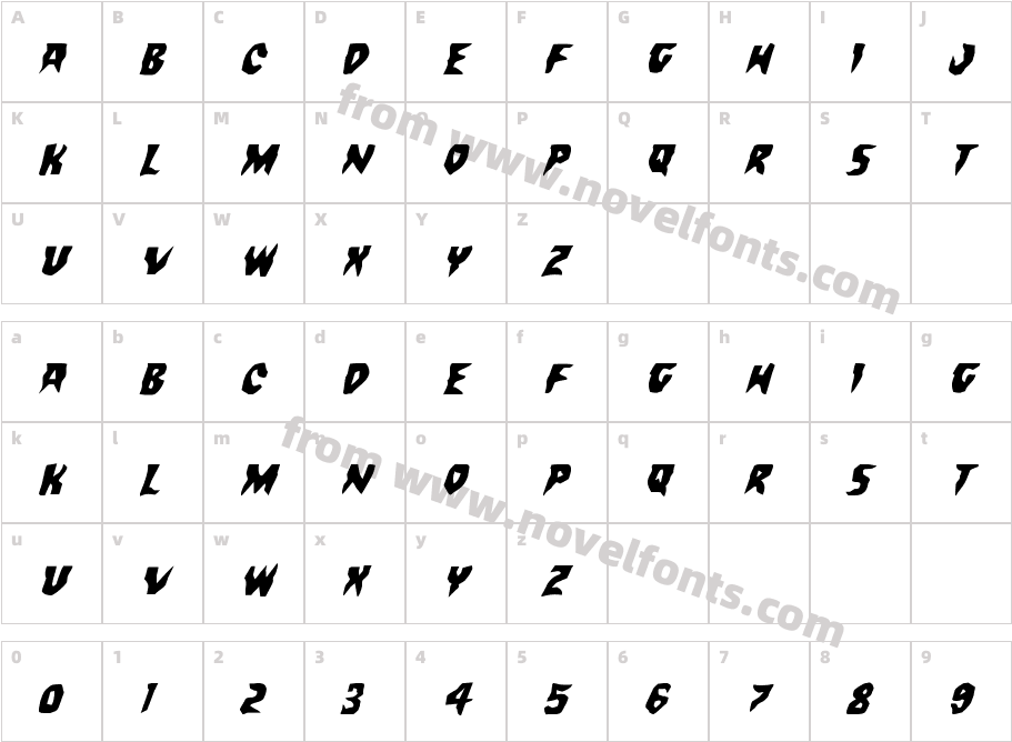 Count Suckula ItalicCharacter Map