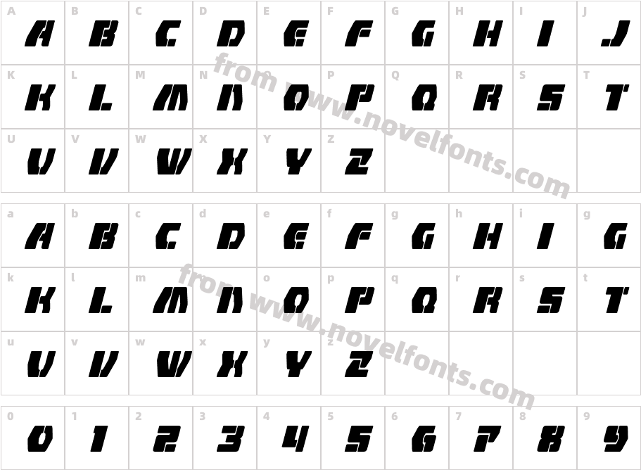 Counterfire ItalicCharacter Map