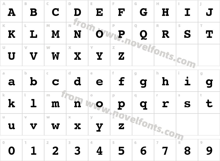 Courier 10 Pitch Bold BTCharacter Map