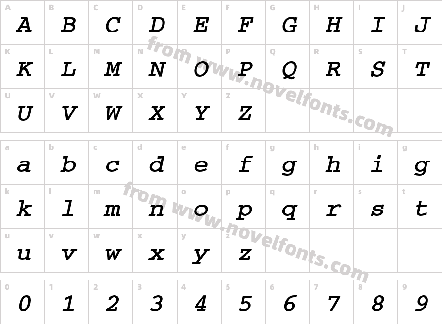 Courier BOLDITALICCharacter Map