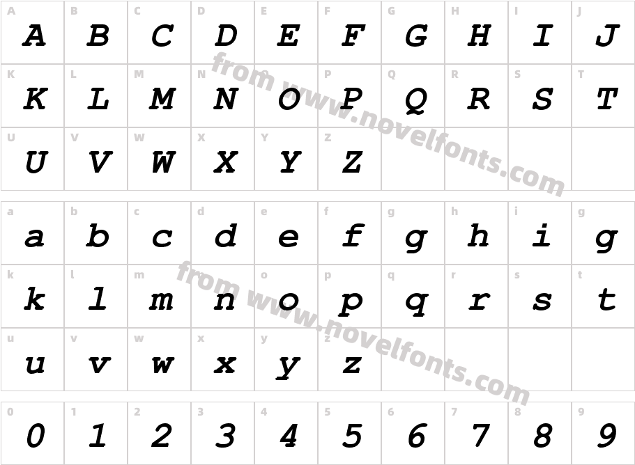 Courier New CE pogrubiona kursywaCharacter Map