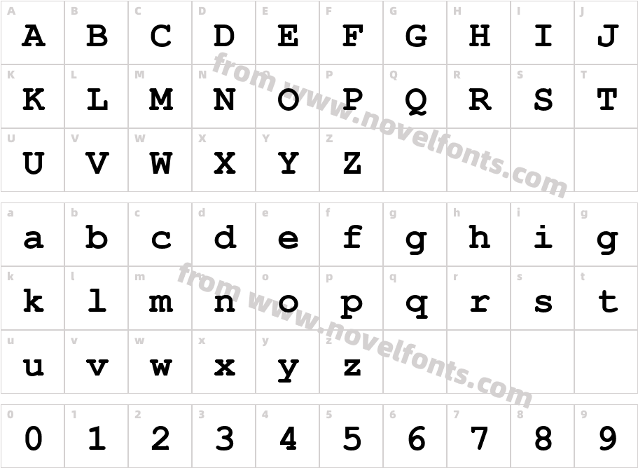 Courier New CE pogrubionyCharacter Map