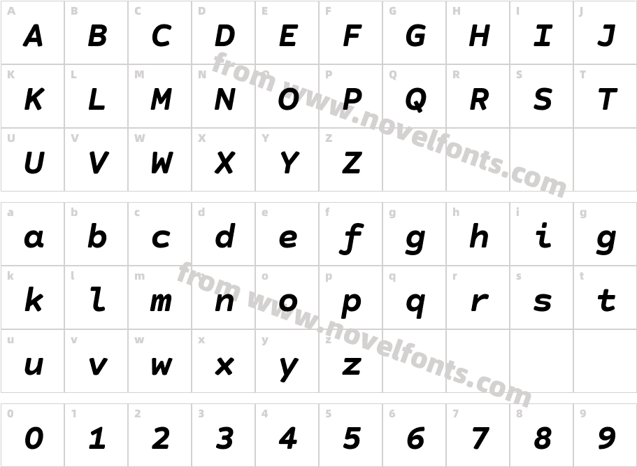 Courier Prime Sans Bold ItalicCharacter Map