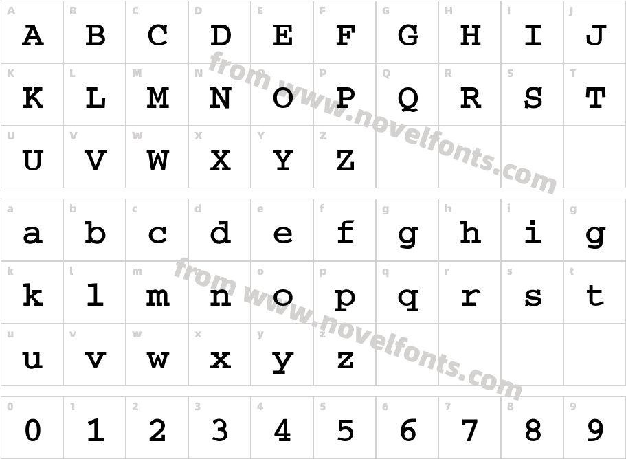 Courier-Bold-aCharacter Map