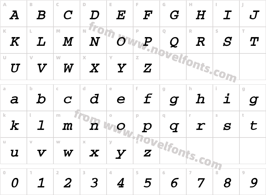 Courier-BoldO-aCharacter Map