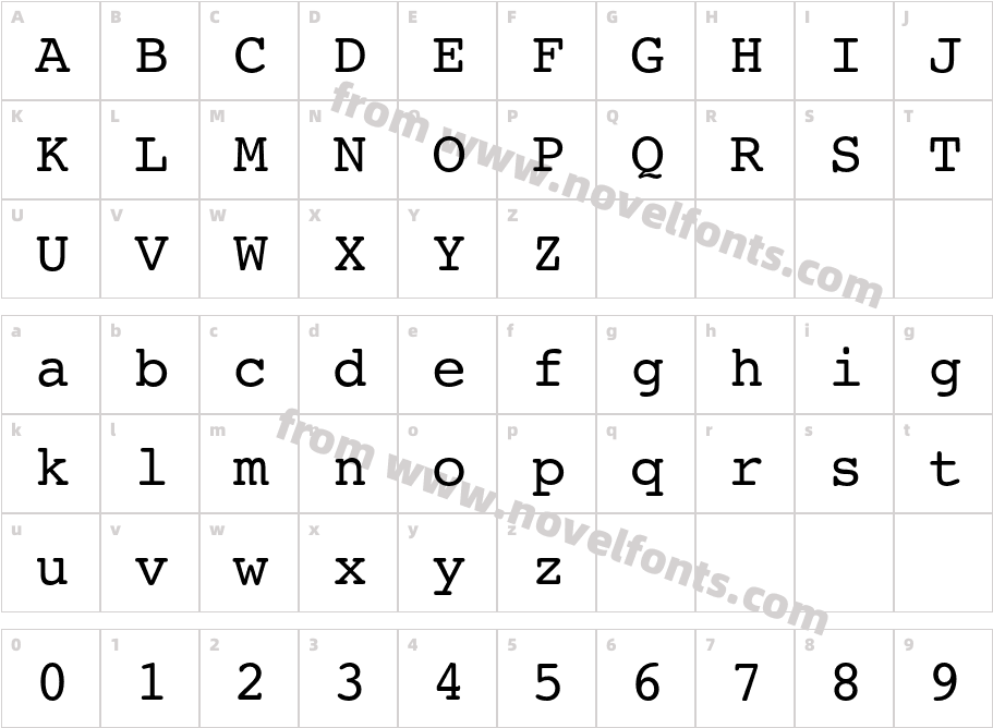 Courier10PitchBT-RomanCharacter Map