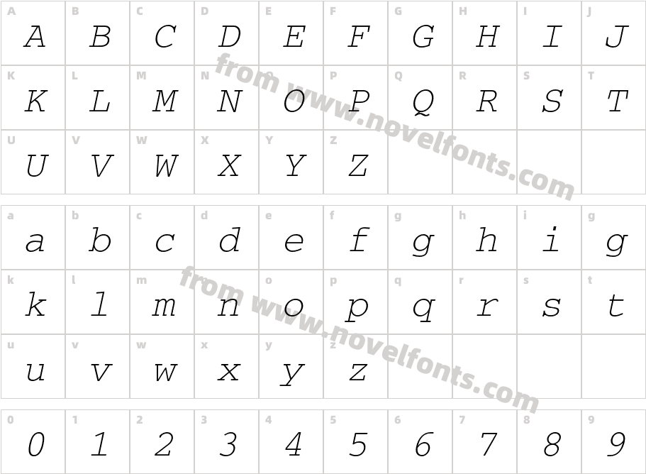 CourierC-ObliqueCharacter Map