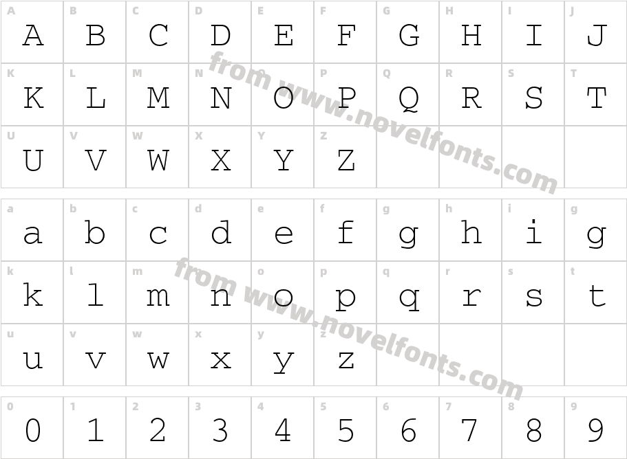 CourierM-LighCharacter Map