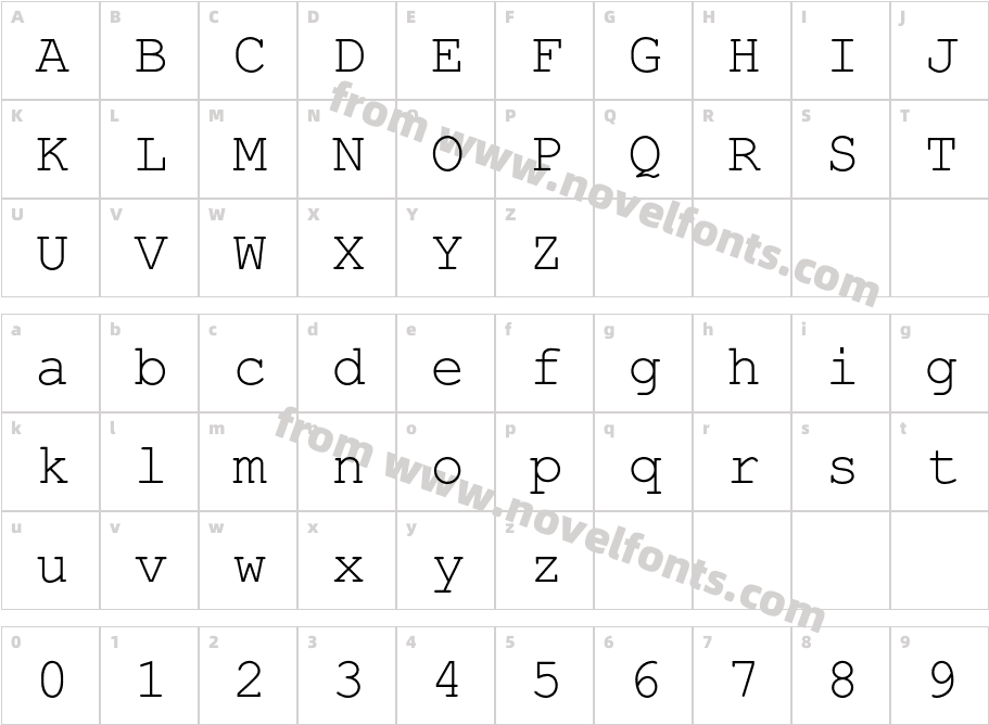 CourierPSMTStdCharacter Map