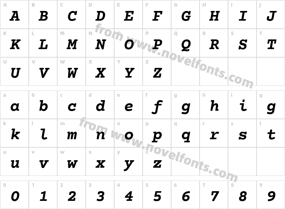 CourierPrime-BoldItalicCharacter Map