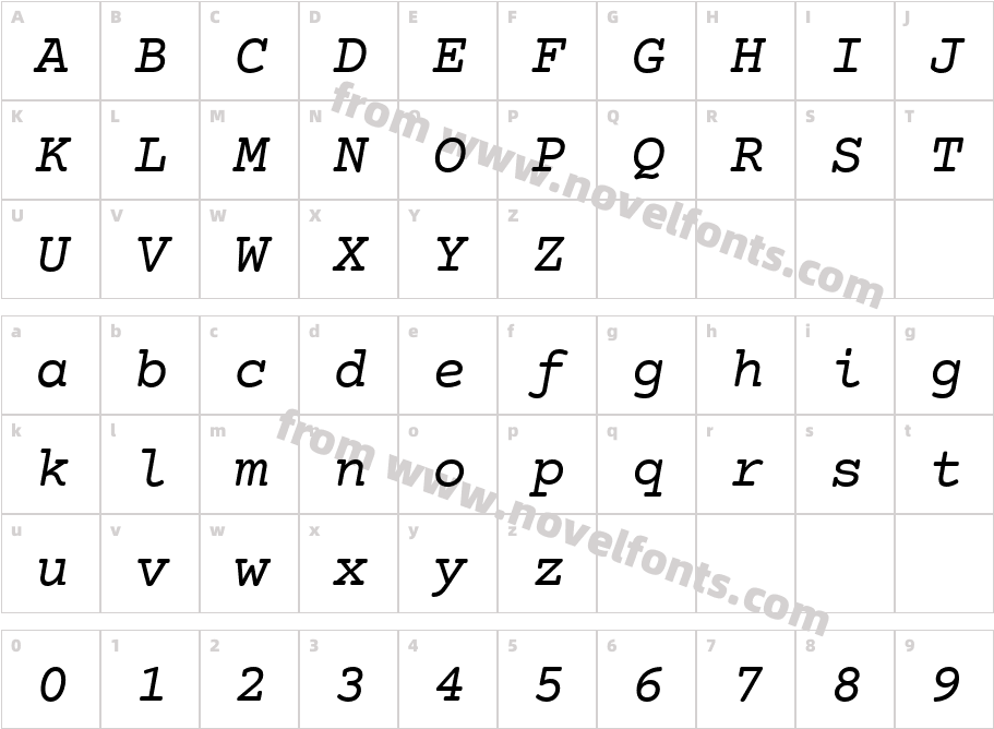 CourierPrime-ItalicCharacter Map