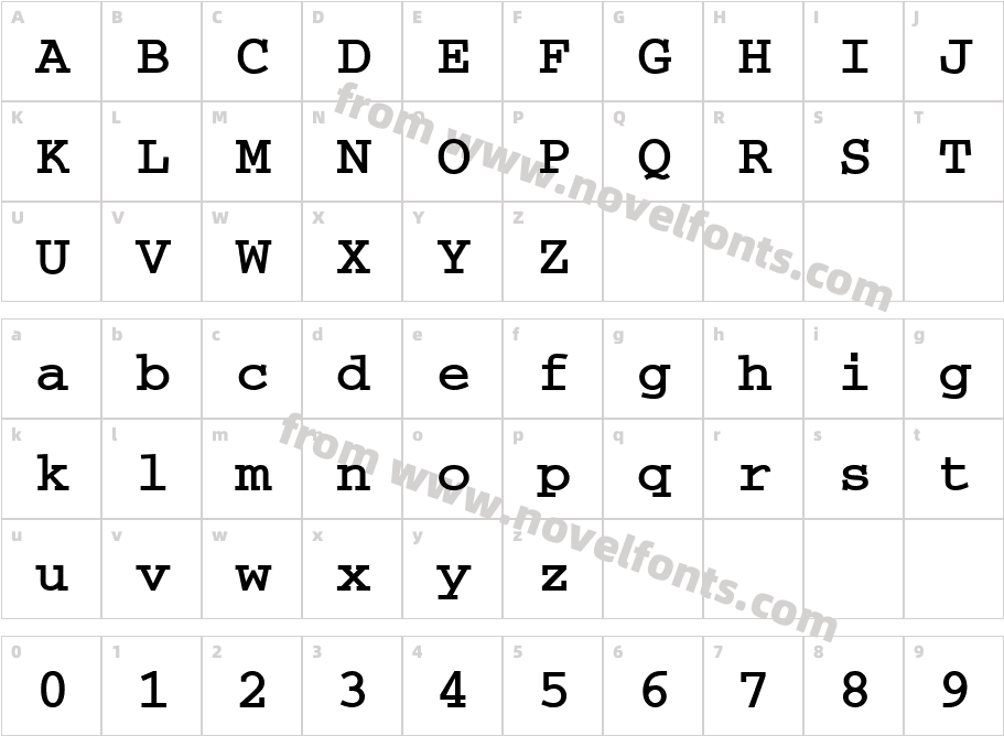 CourierTT BoldCharacter Map