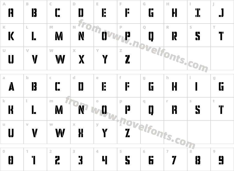 Covert Ops CondensedCharacter Map