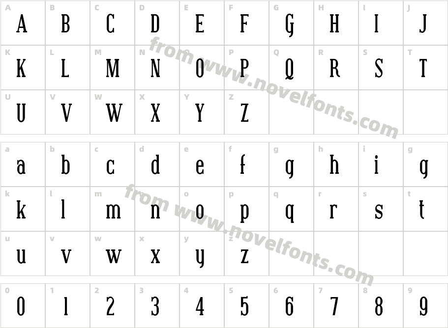 Covington Cond BoldCharacter Map