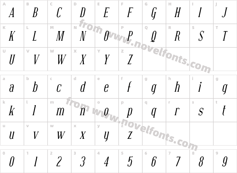 Covington Cond ItalicCharacter Map