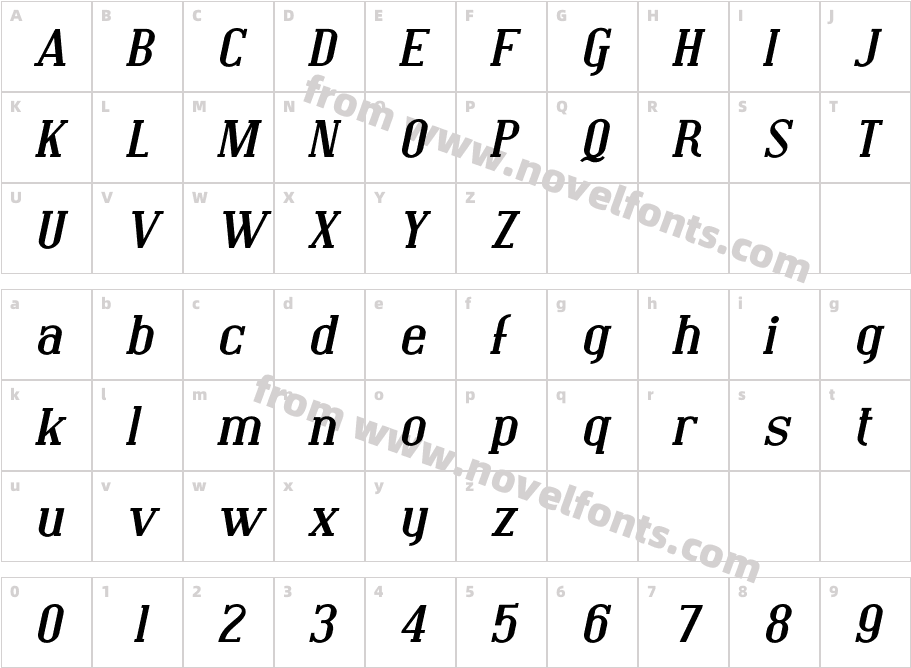 Covington Exp Bold ItalicCharacter Map