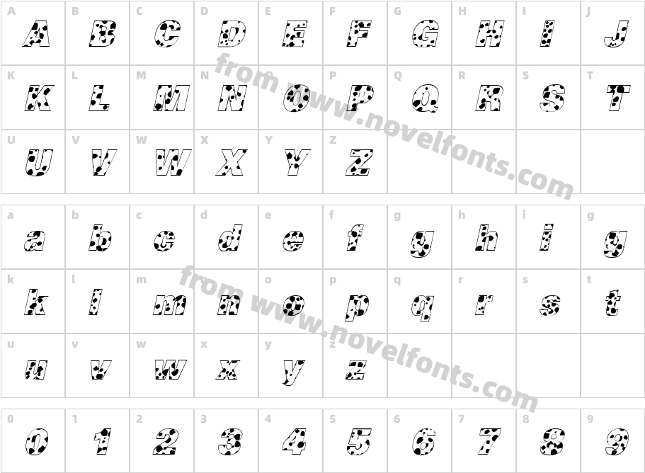 Cow-Spots ItalicCharacter Map