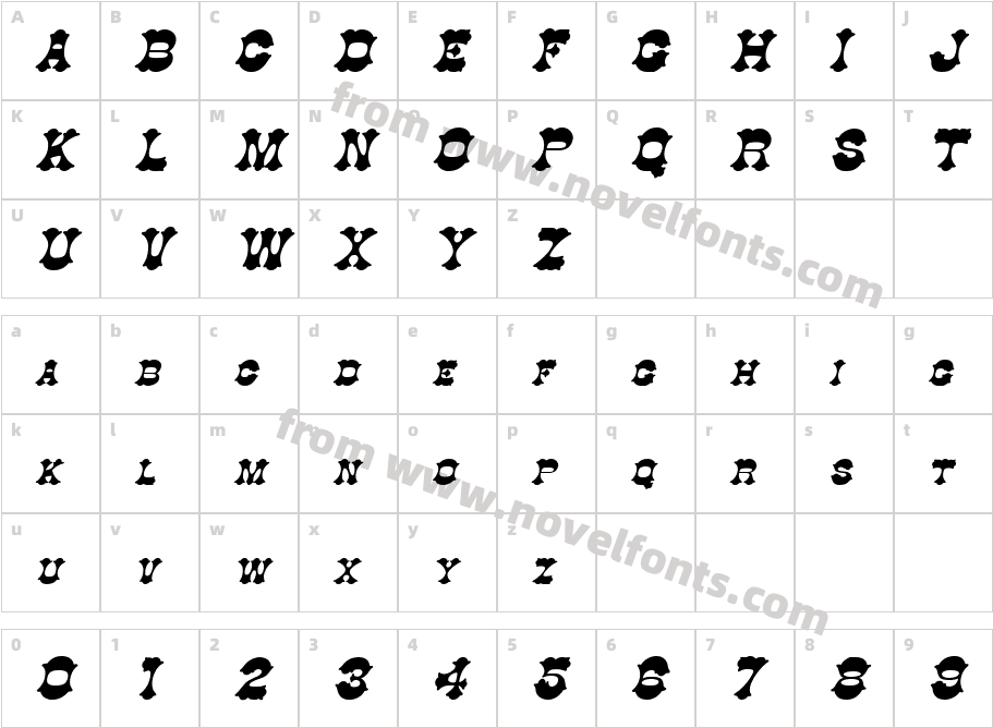 Cowboy Bold ItalicCharacter Map