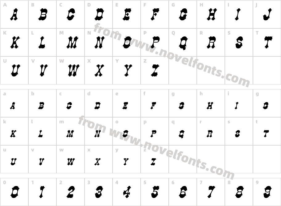 Cowboy Thin BoldItalicCharacter Map