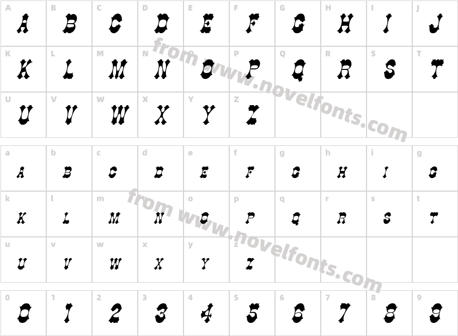 Cowboy Thin ItalicCharacter Map