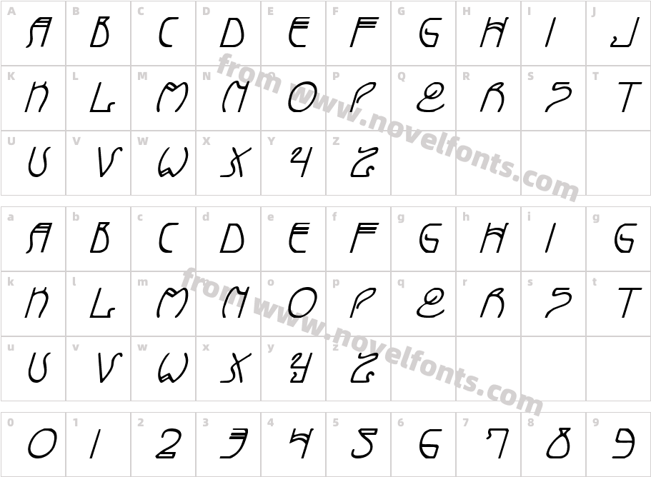 Coyote Deco ItalicCharacter Map