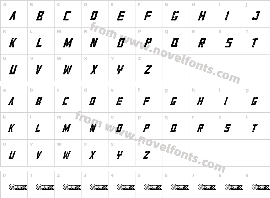 Cracksup Demo ItalicCharacter Map