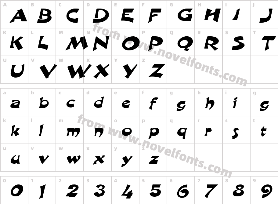 Crane-Extended ItalicCharacter Map