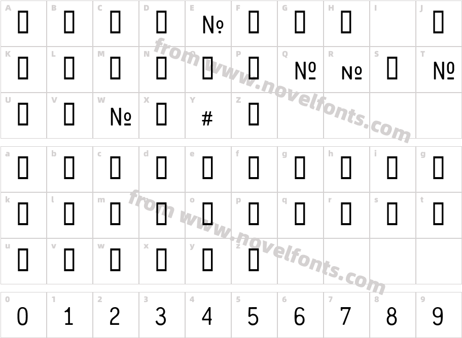 CrashNumberingGothicCharacter Map