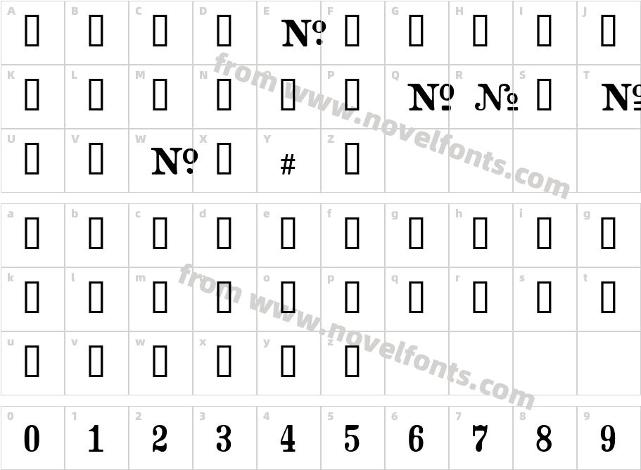 CrashNumberingSerifCharacter Map