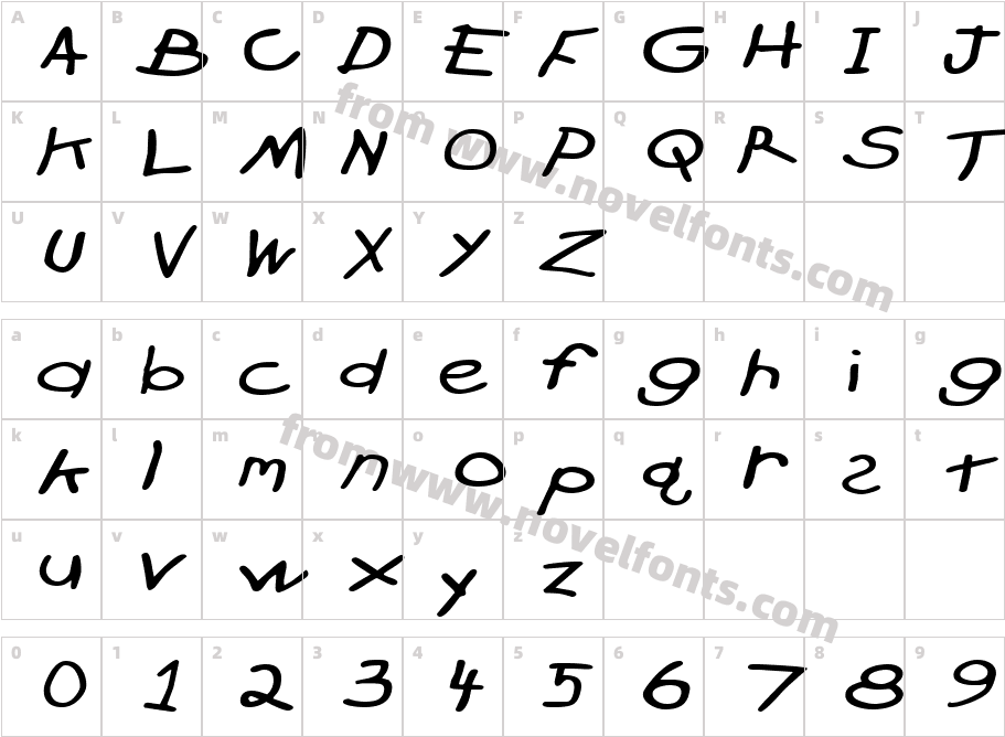 CrayonExtendedSlantedSWFTECharacter Map