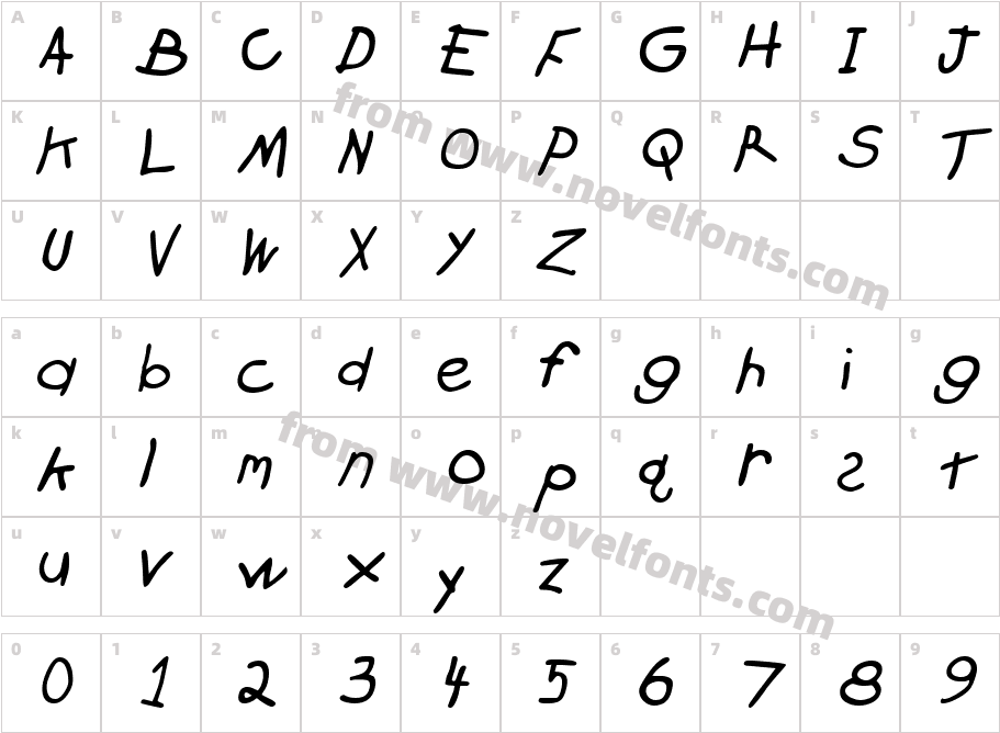 CrayonSlantedSWFTECharacter Map