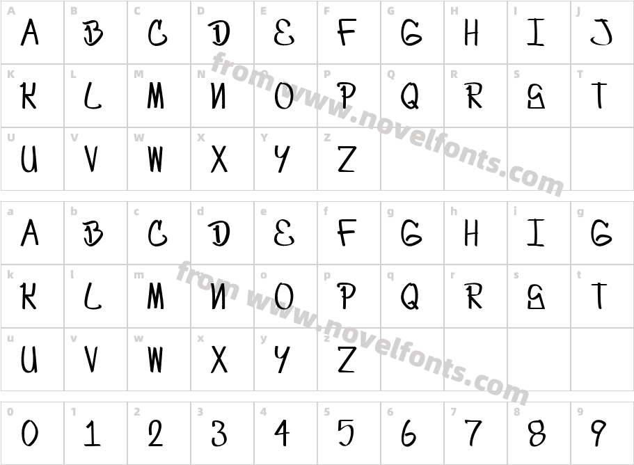 Craze One's first fontCharacter Map