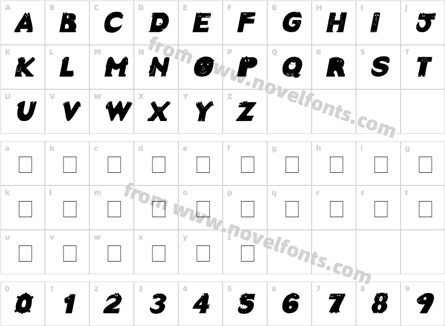 Crazy Creatures  Bold-ItalicCharacter Map